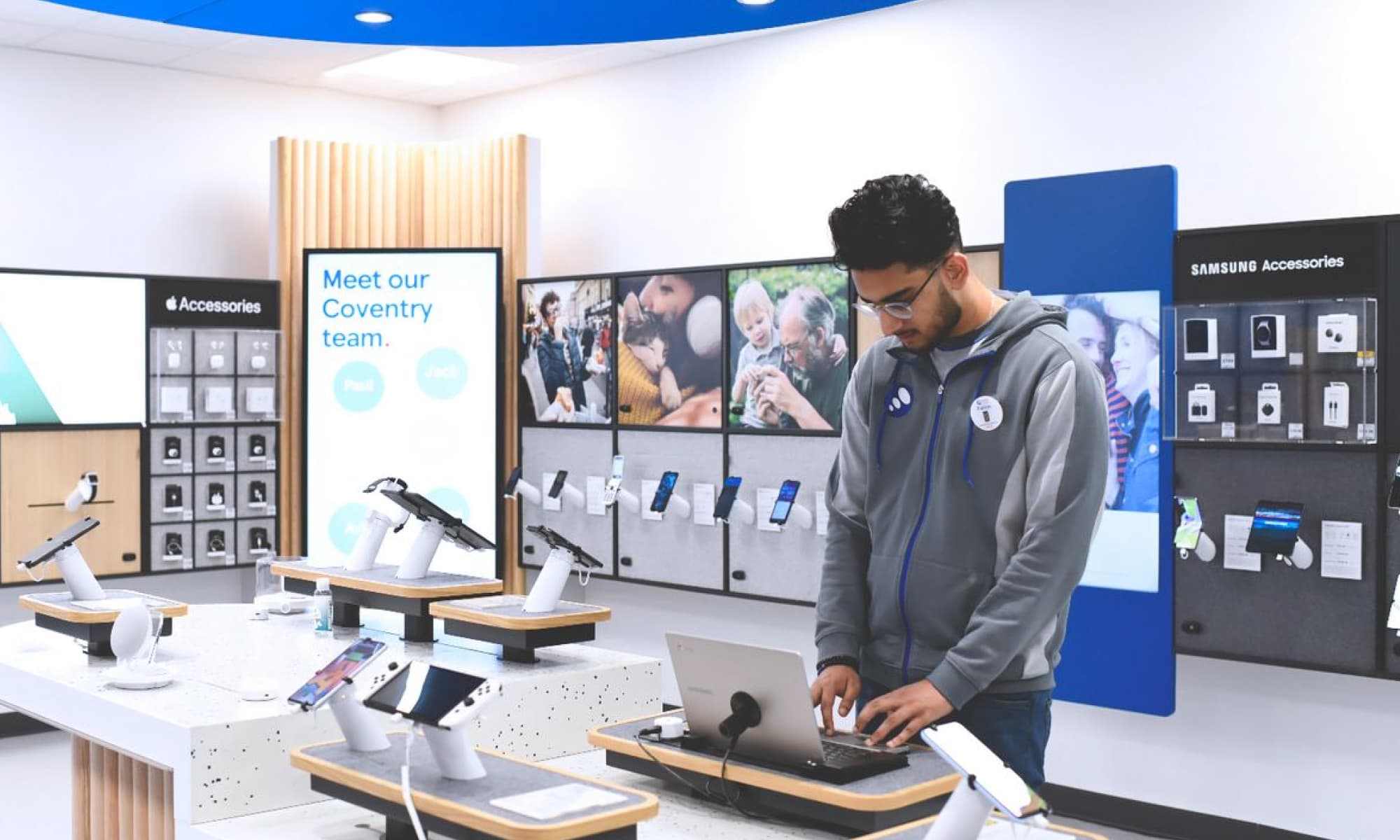a man inside tesco mobile store