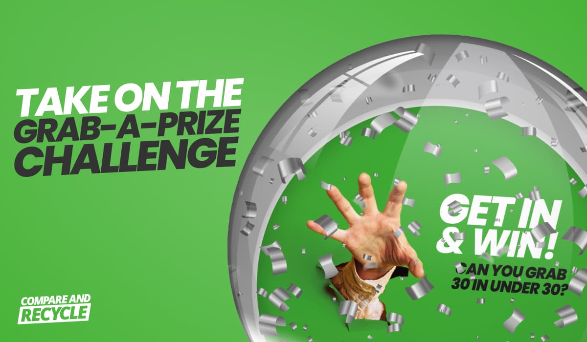 an image of a see-through globe with text saying "take on the grab-a-prize challenge"