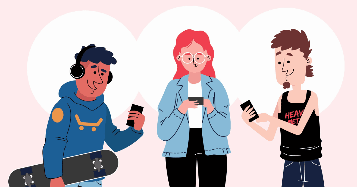 Three people on their smartphones and ignoring each other