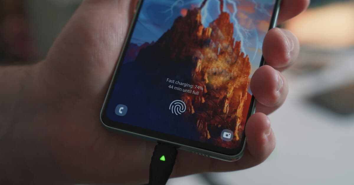 a close-up of a mobile phone charging