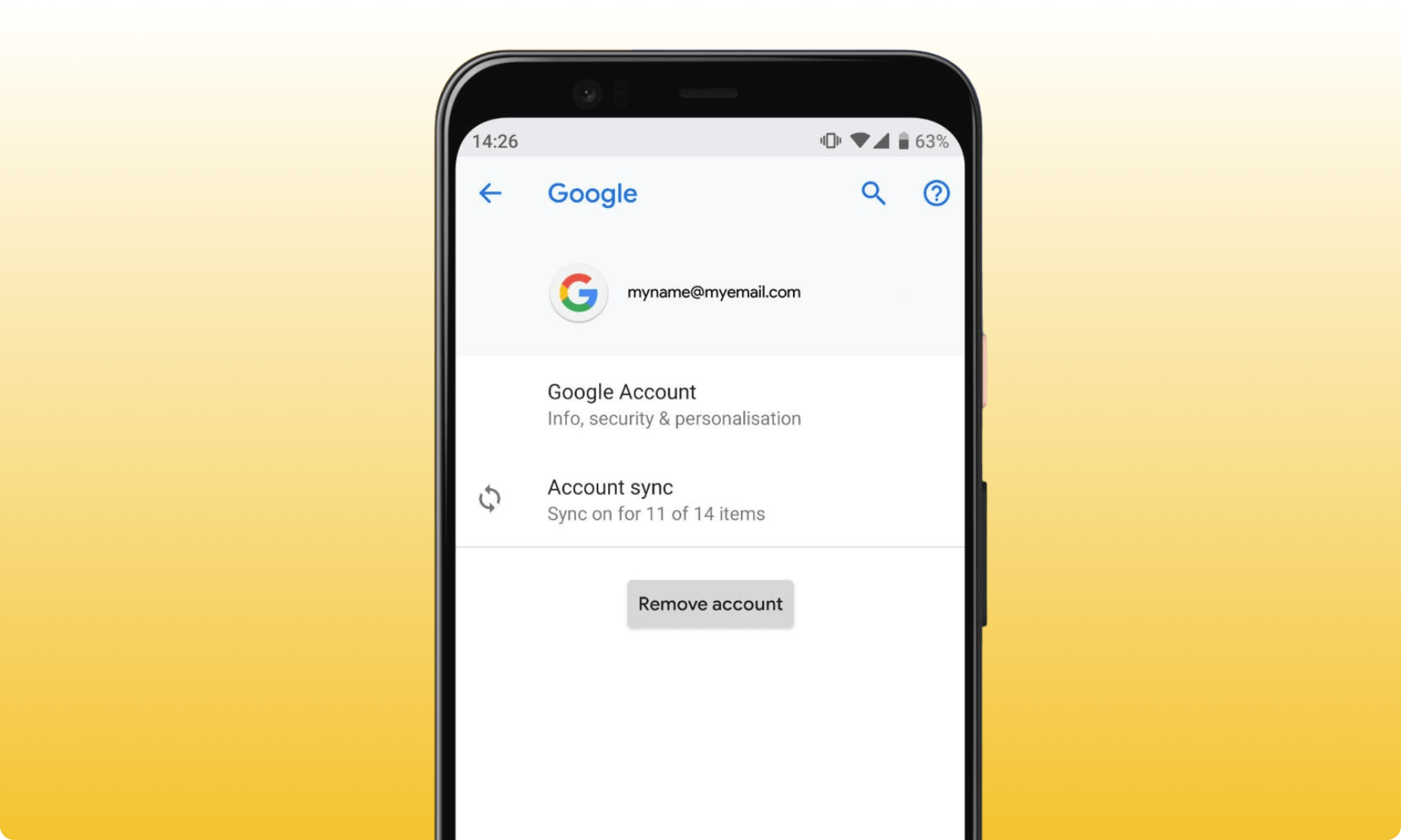 android phone with google account sign out page on screen